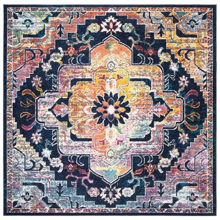 Safavieh 5 x 5 ft. Crystal Power Loomed Square Area Rug Navy & Fuchsia CRS501H-5SQ